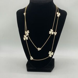 Kate Spade Gold Necklace with White Floral Accents